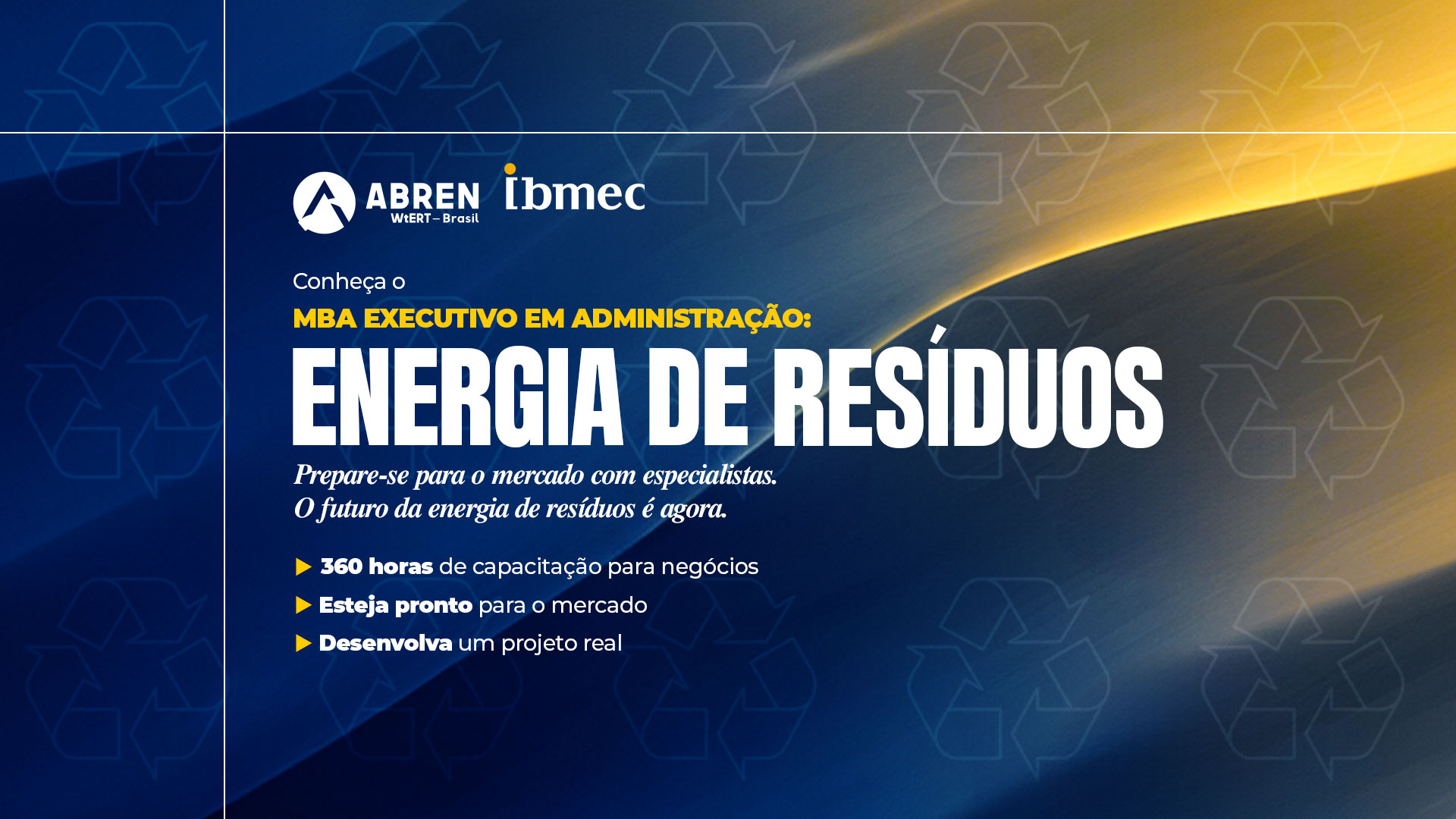 ♻️🎥 Assista o webinar de lançamento do MBA em Energia de Resíduos | ABREN + IBMEC